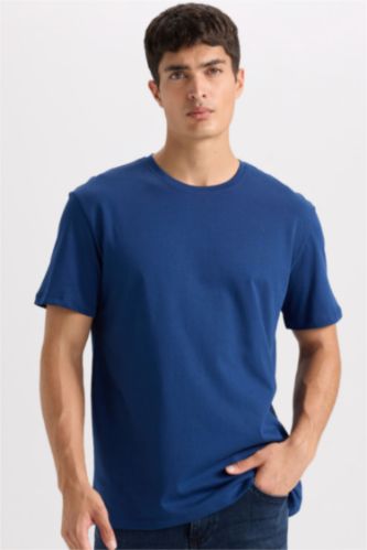 New Regular Fit Bisiklet Yaka Basic Düz Kısa Kollu Tişört