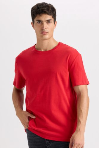 New Regular Fit Bisiklet Yaka Basic Düz Kısa Kollu Tişört