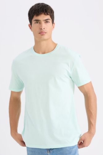New Regular Fit Bisiklet Yaka Basic Düz Kısa Kollu Tişört