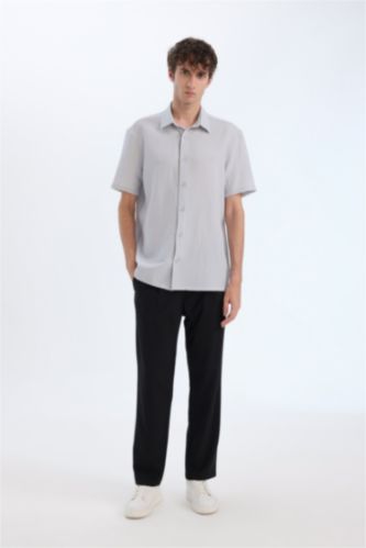 Regular Fit Polo Neck Crinkle Summer Shirt