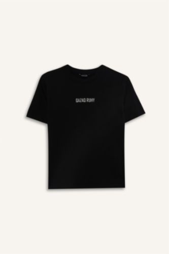 Футболка Regular Fit с надписью круглым вырезом и коротким рукавом для мальчиков