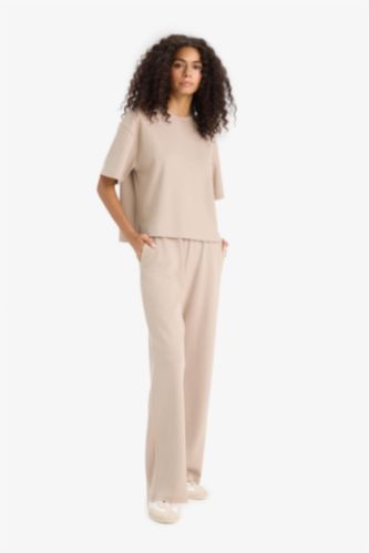 Wide Leg Basic Trousers
