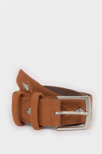 Woman Rectangle Clasp Faux Leather Denim Belt