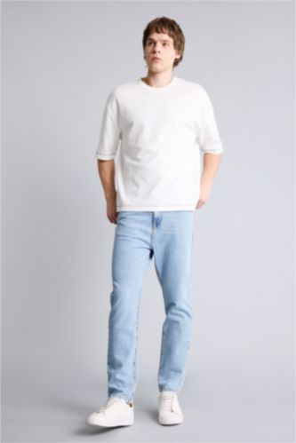 Man Light Blue 90's Slim Fit Washed Jeans