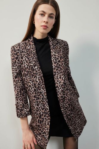 Regular Fit Leopar Desenli Blazer Ceket