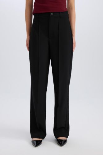 Wide Leg Klasik Kumaş Pantolon Normal Bel Geniş Paça Standart Boy