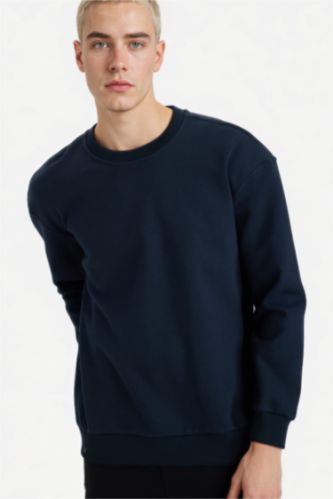 Boxy Fit Bisiklet Yaka Pike Sweatshirt