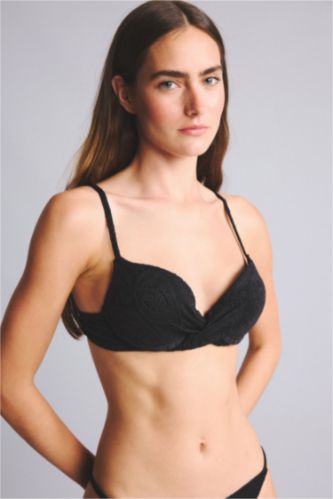 Kadın Siyah Regular Fit Bikini Üstü