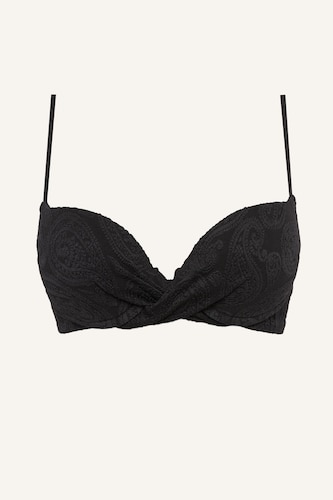 Regular Fit Black Printed Bikini Top
