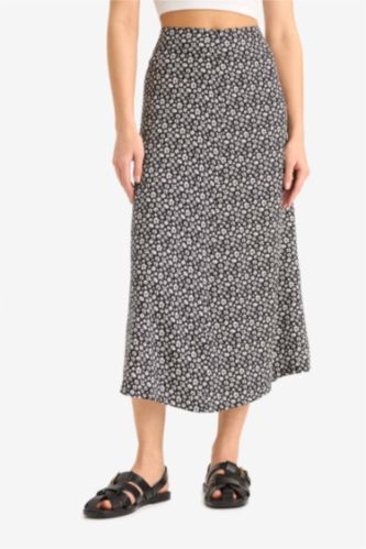 A Line Floral High Waist Maxi Skirt