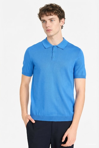 Standard Fit поло жағалы трикотаж қысқа жеңді поло футболка