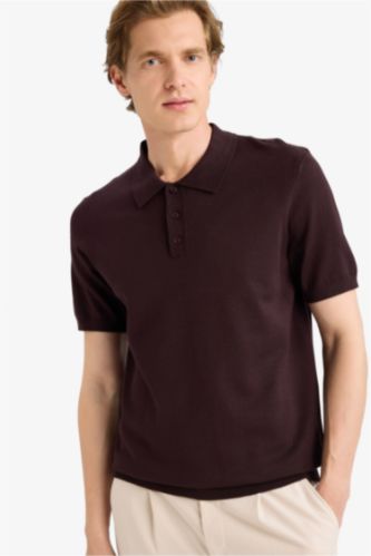 MAN Cinnamon Standard Fit Short Sleeves Knit Polo T-shirt