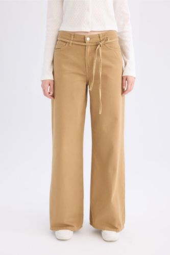 Coool Gabardin Pantolon Wide Leg Yüksek Bel Geniş Bol Paça