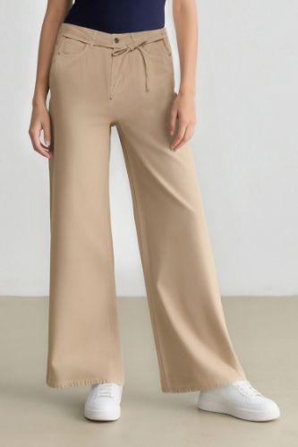 Coool Gabardin Palazzo Pantolon Wide Leg Yüksek Bel Geniş Bol Paça