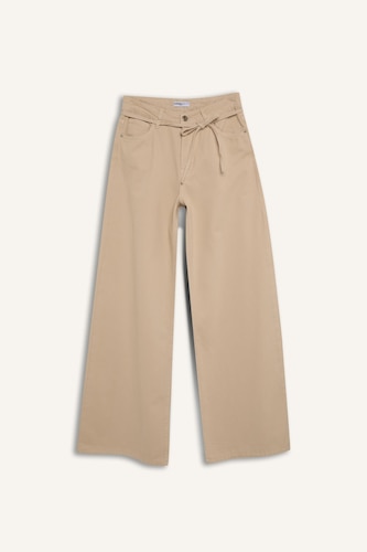 Wide Leg High Waist Gabardine Trousers