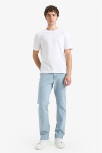 Erkek Açık Mavi Sergio Regular Fıt Normal Bel Boru Paça Düz Paça Jean Pantolon