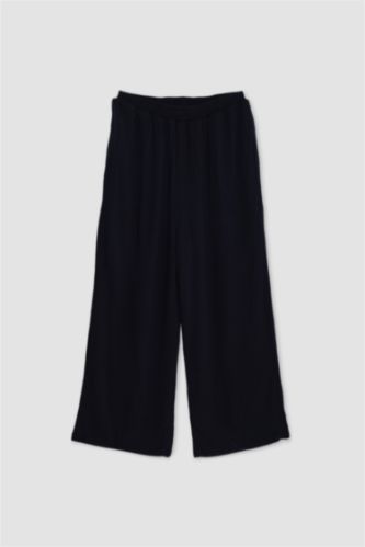 WOMAN Black Elastic Band Wide Leg Trousers