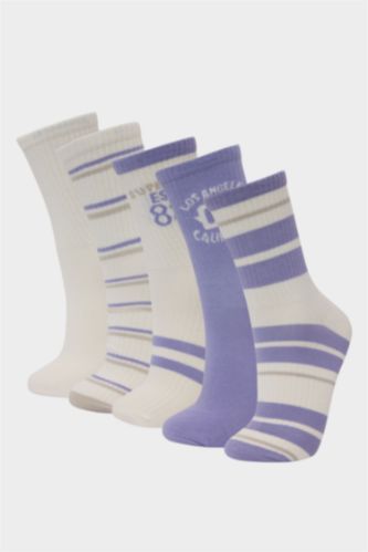 جوارب طويلة قطن نسائي - 5 قطع