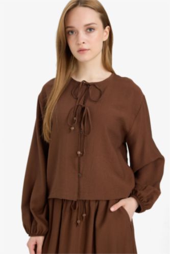 WOMAN Brown Relax Fit Long Sleeve Tunic