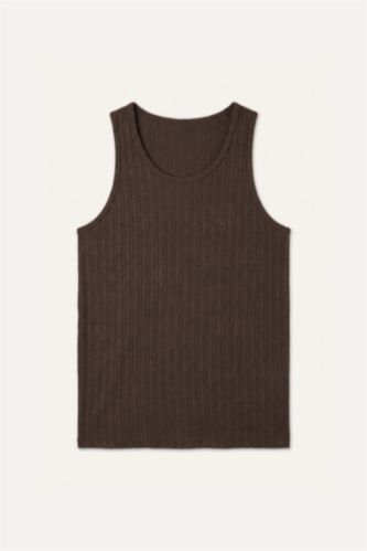 Erkek Kahve Slim Fit Ribana Atlet