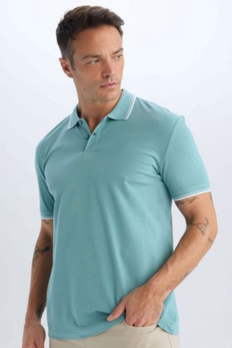 %100 Pamuk Regular Fit Basic Düz Kısa Kollu Polo Tişört