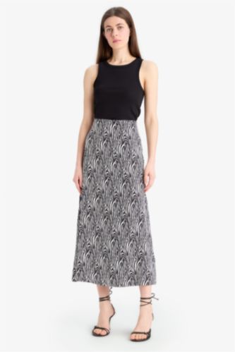 A-Line Animal Print Maxi Skirt