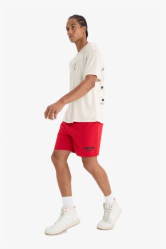 MAN Red DeFactoFit NBA Miami Heat Standard Fit Sports Shorts