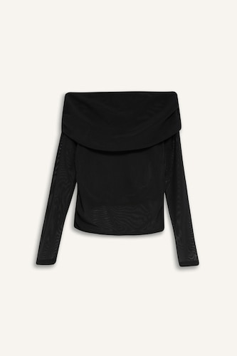 Slim Fit Tulle Long Sleeve T-Shirt