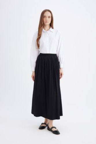 A Cut Normal Waist Maxi Skirt