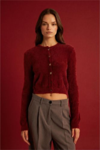 Regular Fit Crew Neck Buttoned Knitwear Cardigan