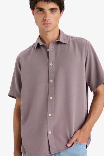 Regular Fit Tensel Kısa Kollu Gömlek
