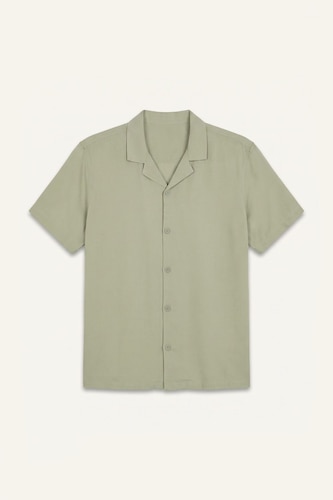 Regular Fit Cuban Collar Short Sleeve Shirt