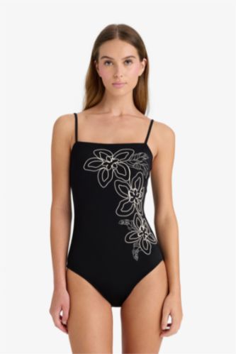 Regular Fit Nakışlı Askılı Mayo