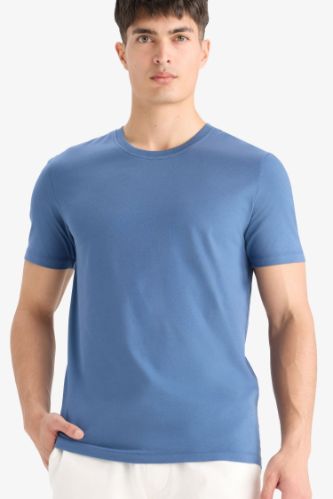 Slim Fit Dar Kesim Bisiklet Yaka Kısa Kollu Tişört