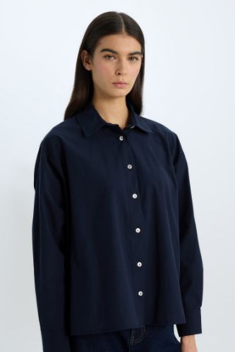 Oversize Geniş Kalıp Poplin Basic Düz Uzun Kollu Gömlek