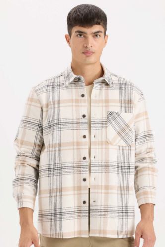 Regular Fit Polo Yaka Kareli Flanel Uzun Kollu Gömlek