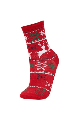 Boy long Christmas themed 2 piece cotton socks