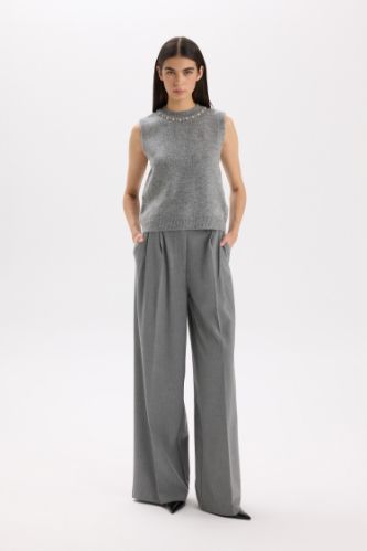 Wide Leg Kışlık Pantolon Cepli Yüksek Bel Geniş Bol Paça Uzun Boy