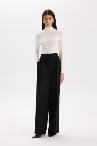 Wide Leg Kışlık Pantolon Uzun Boy Cepli Yüksek Bel Geniş Bol Paça