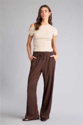 WOMAN Brown Straight Fit Trousers