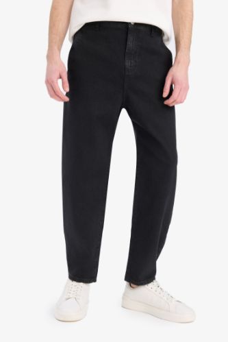 %100 Pamuk Relaxed Slouchy Fit Rahat Kesim Düz Paça Jean Pantolon