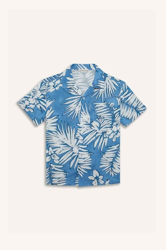 Boy Oversize Polo Neck Patterned Shirt