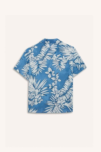 %100 Pamuk Oversize Polo Yaka Desenli Gömlek Erkek Çocuk