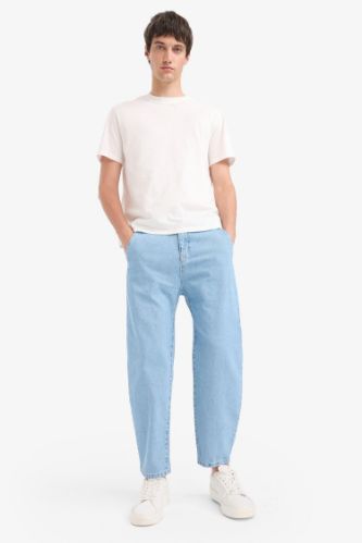 %100 Pamuk Relaxed Slouchy Fit Rahat Kesim Düz Paça Jean Pantolon