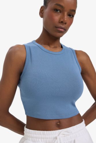DeFactoFit Crop Top Bisiklet Yaka Modal Sporcu Atlet