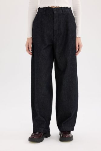 Baggy Fit Yüksek Bel Uzun Jean Pantolon