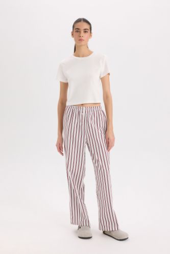Fall in Love Regular Fit Çizgili Poplin Pijama Alt