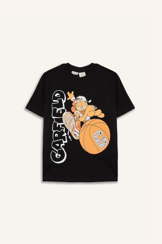 %100 Pamuk Garfield Baskılı Tişört Erkek Çocuk