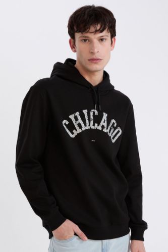 Regular Fit Kapüşonlu Baskılı Sweatshirt