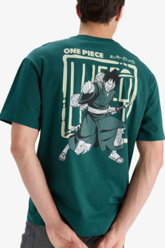 %100 Pamuk One Piece Boxy Fit Bisiklet Yaka Baskılı Kısa Kollu Tişört